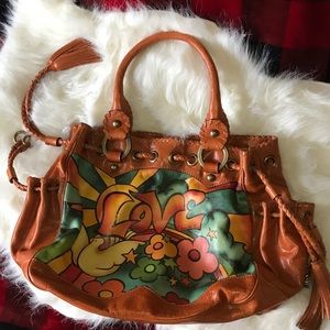 Isabella Fiore Brown Leather Large Satchel 'Love'